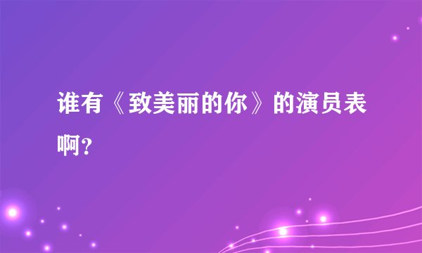 谁有《致美丽的你》的演员表啊？