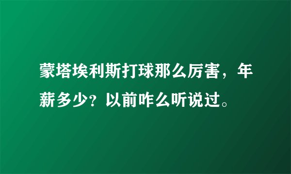 蒙塔埃利斯打球那么厉害，年薪多少？以前咋么听说过。