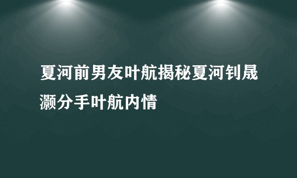 夏河前男友叶航揭秘夏河钊晟灏分手叶航内情