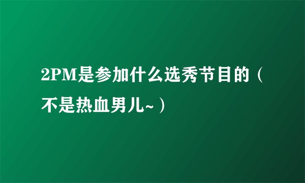 2PM是参加什么选秀节目的（不是热血男儿~）