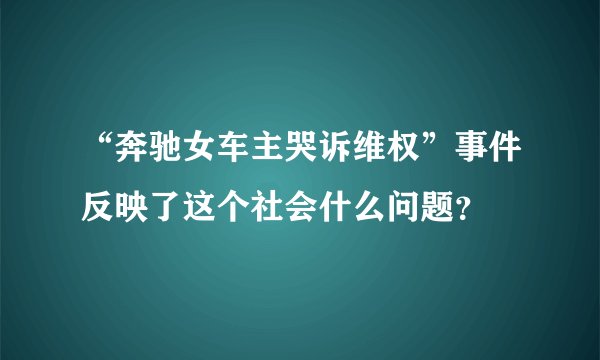 “奔驰女车主哭诉维权”事件反映了这个社会什么问题？