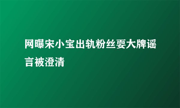 网曝宋小宝出轨粉丝耍大牌谣言被澄清