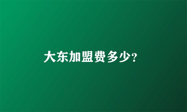 大东加盟费多少？