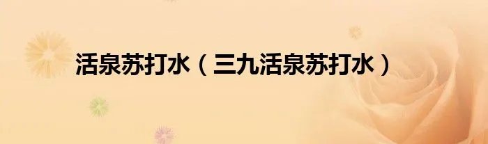 活泉苏打水（三九活泉苏打水）