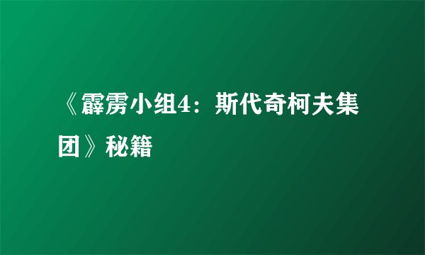 《霹雳小组4：斯代奇柯夫集团》秘籍