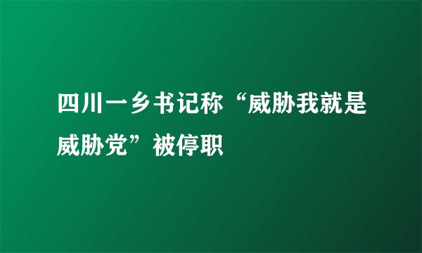 四川一乡书记称“威胁我就是威胁党”被停职