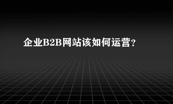 企业B2B网站该如何运营？