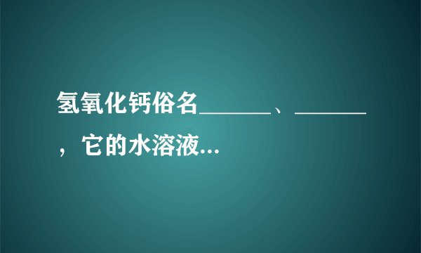 氢氧化钙俗名______、______，它的水溶液俗称______，常用它检验二氧化碳气体，写出反应的化学方程式____