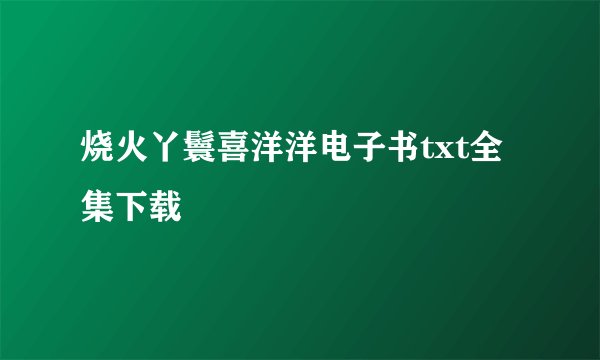 烧火丫鬟喜洋洋电子书txt全集下载