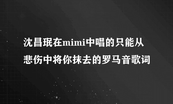 沈昌珉在mimi中唱的只能从悲伤中将你抹去的罗马音歌词