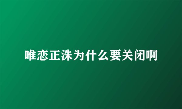 唯恋正洙为什么要关闭啊
