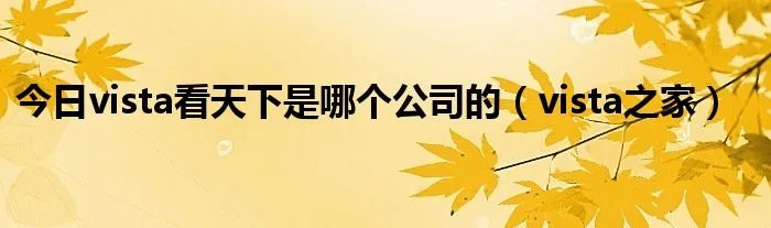 今日vista看天下是哪个公司的（vista之家）