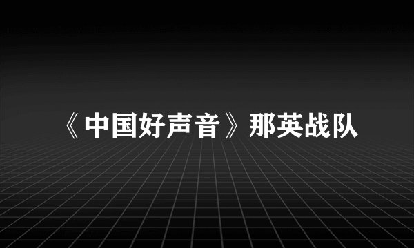 《中国好声音》那英战队