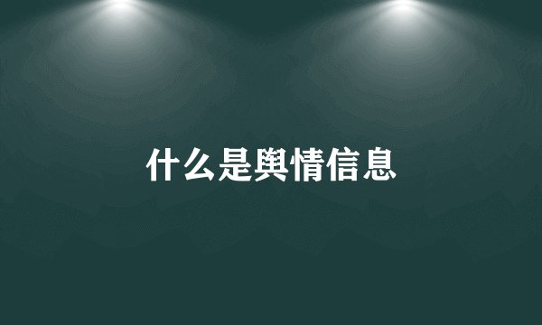 什么是舆情信息