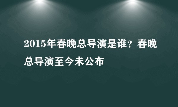 2015年春晚总导演是谁？春晚总导演至今未公布