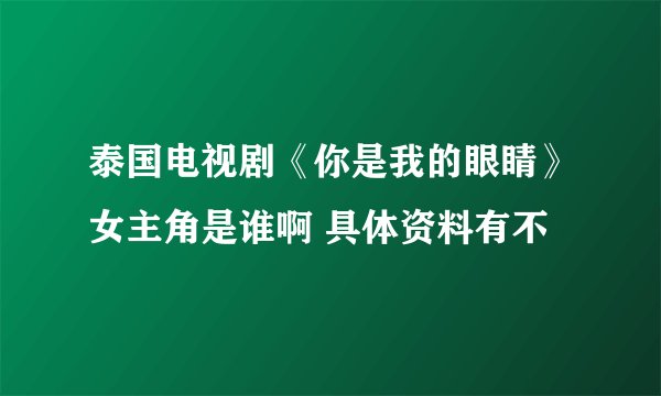 泰国电视剧《你是我的眼睛》女主角是谁啊 具体资料有不