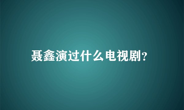 聂鑫演过什么电视剧？