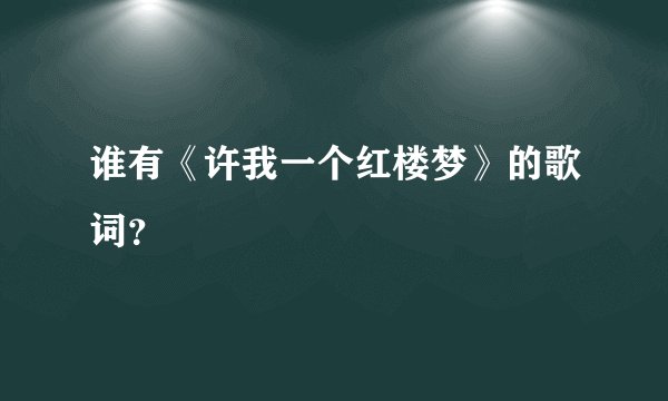 谁有《许我一个红楼梦》的歌词？