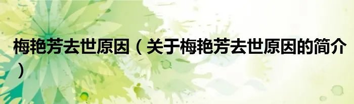 梅艳芳去世原因（关于梅艳芳去世原因的简介）
