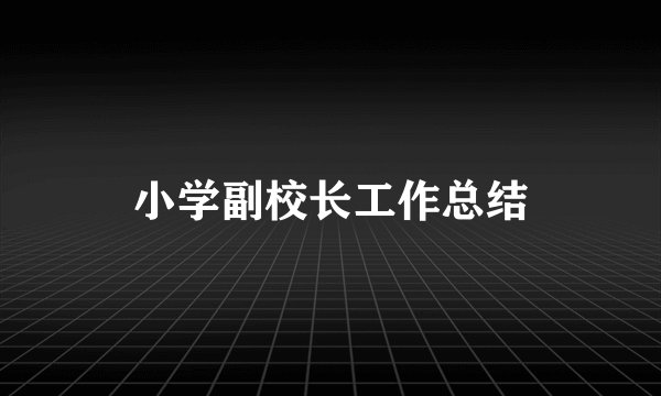 小学副校长工作总结