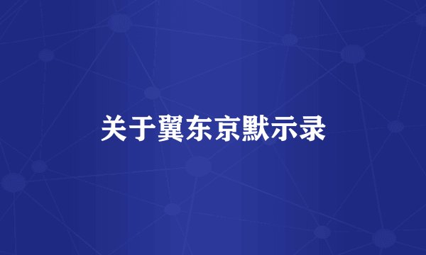 关于翼东京默示录