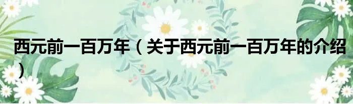 西元前一百万年（关于西元前一百万年的介绍）
