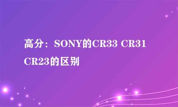 高分：SONY的CR33 CR31 CR23的区别