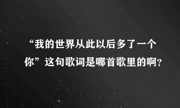 “我的世界从此以后多了一个你”这句歌词是哪首歌里的啊？