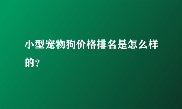 小型宠物狗价格排名是怎么样的？