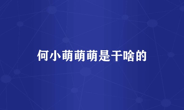 何小萌萌萌是干啥的