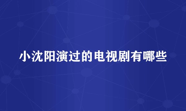 小沈阳演过的电视剧有哪些