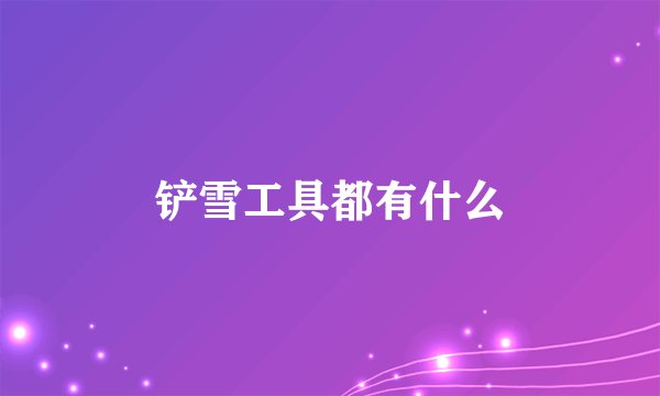 铲雪工具都有什么