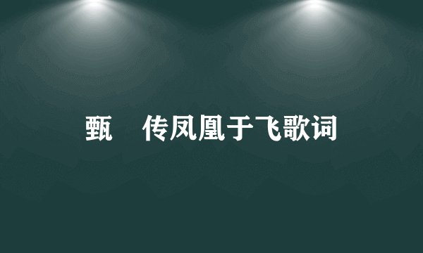甄嬛传凤凰于飞歌词