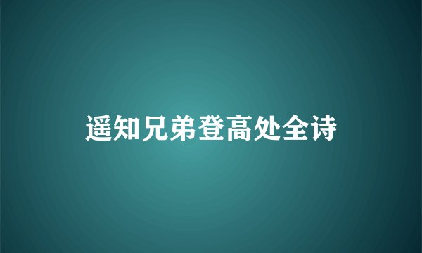 遥知兄弟登高处全诗