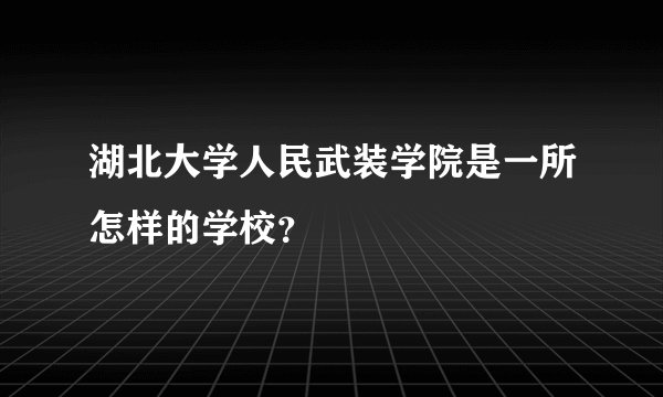 湖北大学人民武装学院是一所怎样的学校？