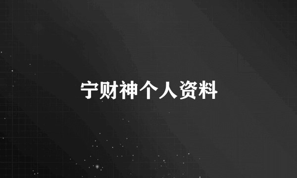 宁财神个人资料