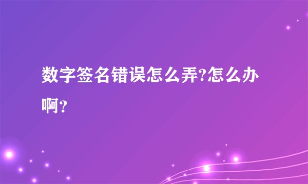 数字签名错误怎么弄?怎么办啊？