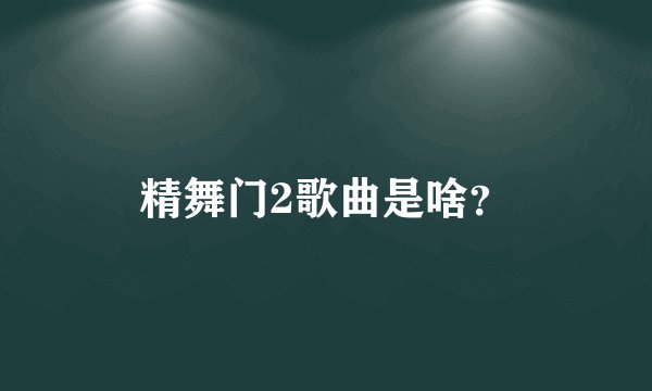 精舞门2歌曲是啥？