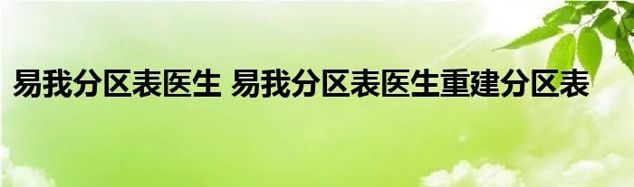 易我分区表医生 易我分区表医生重建分区表