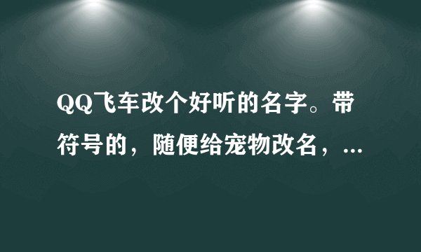 QQ飞车改个好听的名字。带符号的，随便给宠物改名，俩名要搭配！！