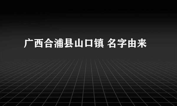 广西合浦县山口镇 名字由来