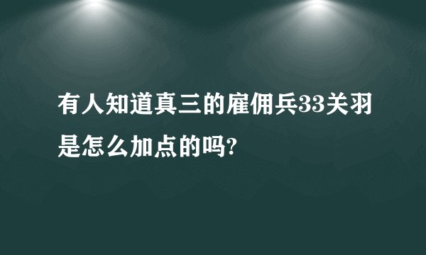 有人知道真三的雇佣兵33关羽是怎么加点的吗?