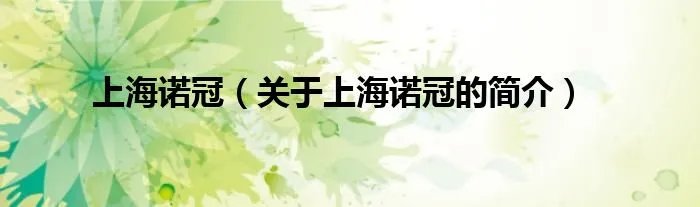 上海诺冠（关于上海诺冠的简介）