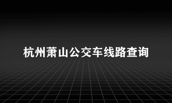 杭州萧山公交车线路查询