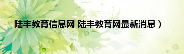 陆丰教育信息网 陆丰教育网最新消息）
