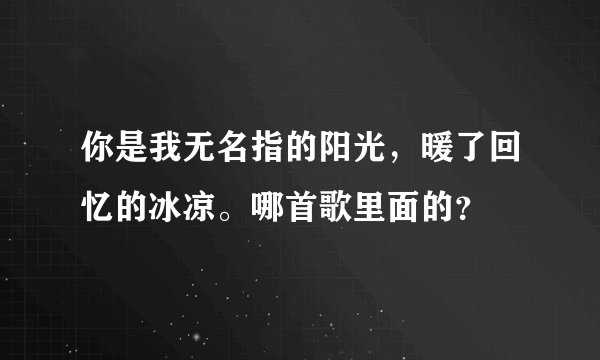 你是我无名指的阳光，暖了回忆的冰凉。哪首歌里面的？