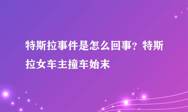 特斯拉事件是怎么回事？特斯拉女车主撞车始末