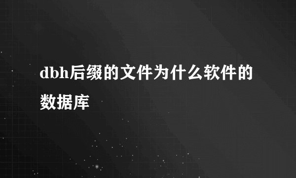 dbh后缀的文件为什么软件的数据库
