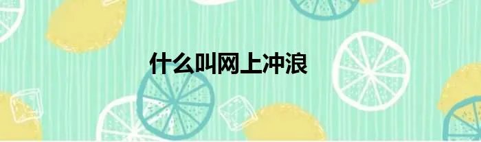什么叫网上冲浪