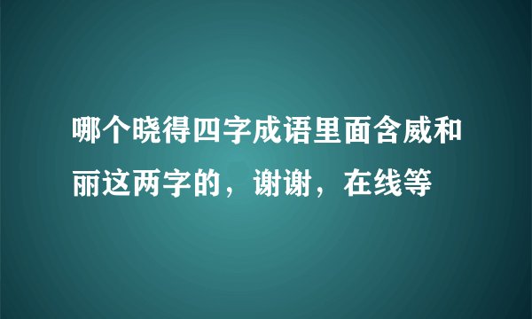 哪个晓得四字成语里面含威和丽这两字的，谢谢，在线等